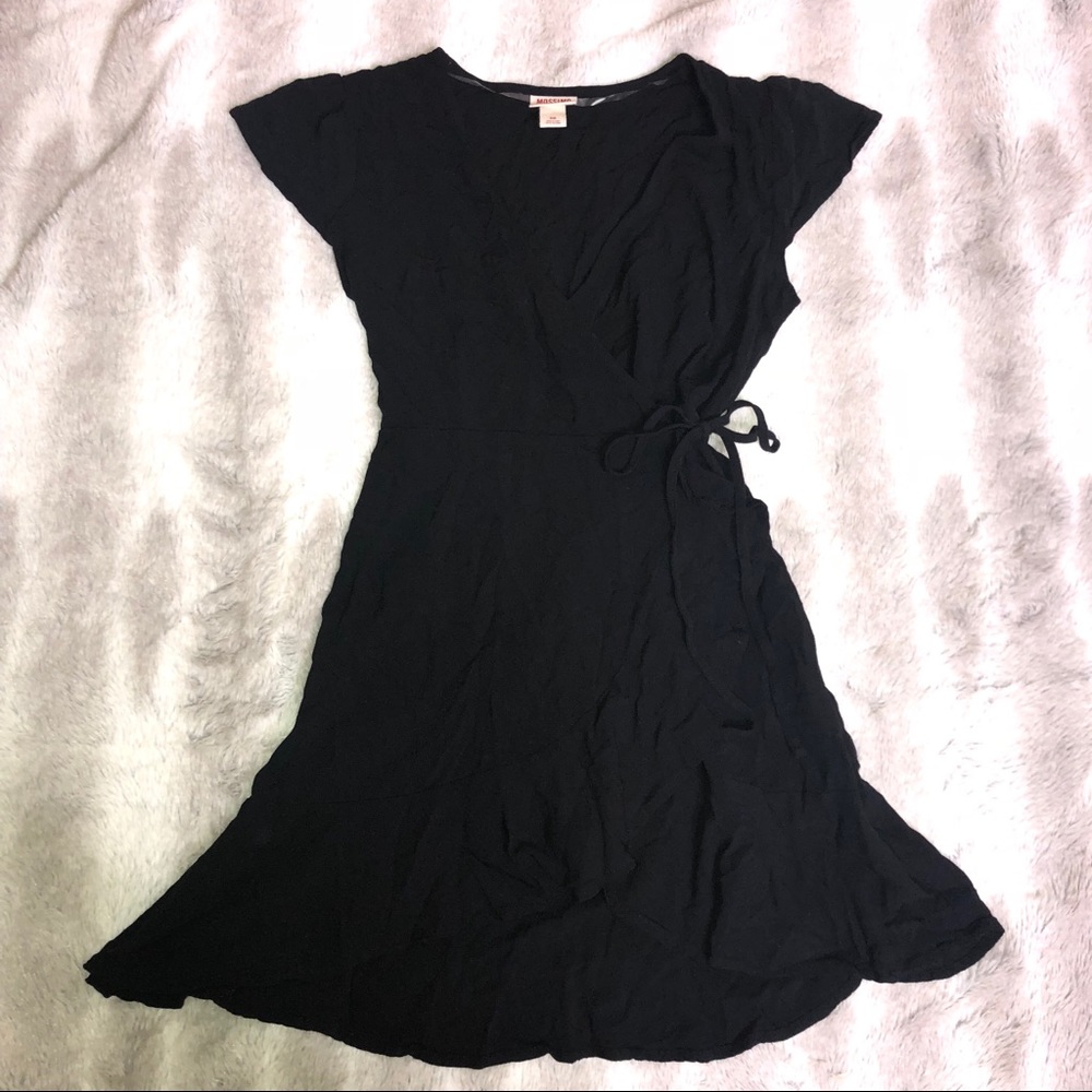 Black Tie-Front Mini Dress